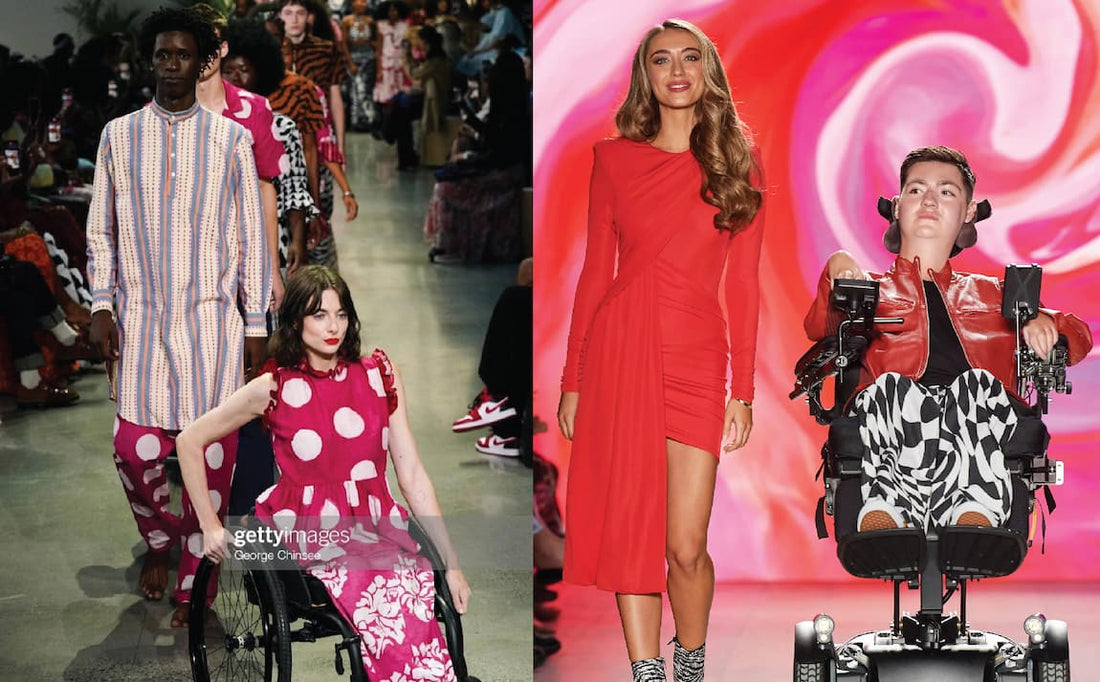 Collage of two different disabled models at NYFW