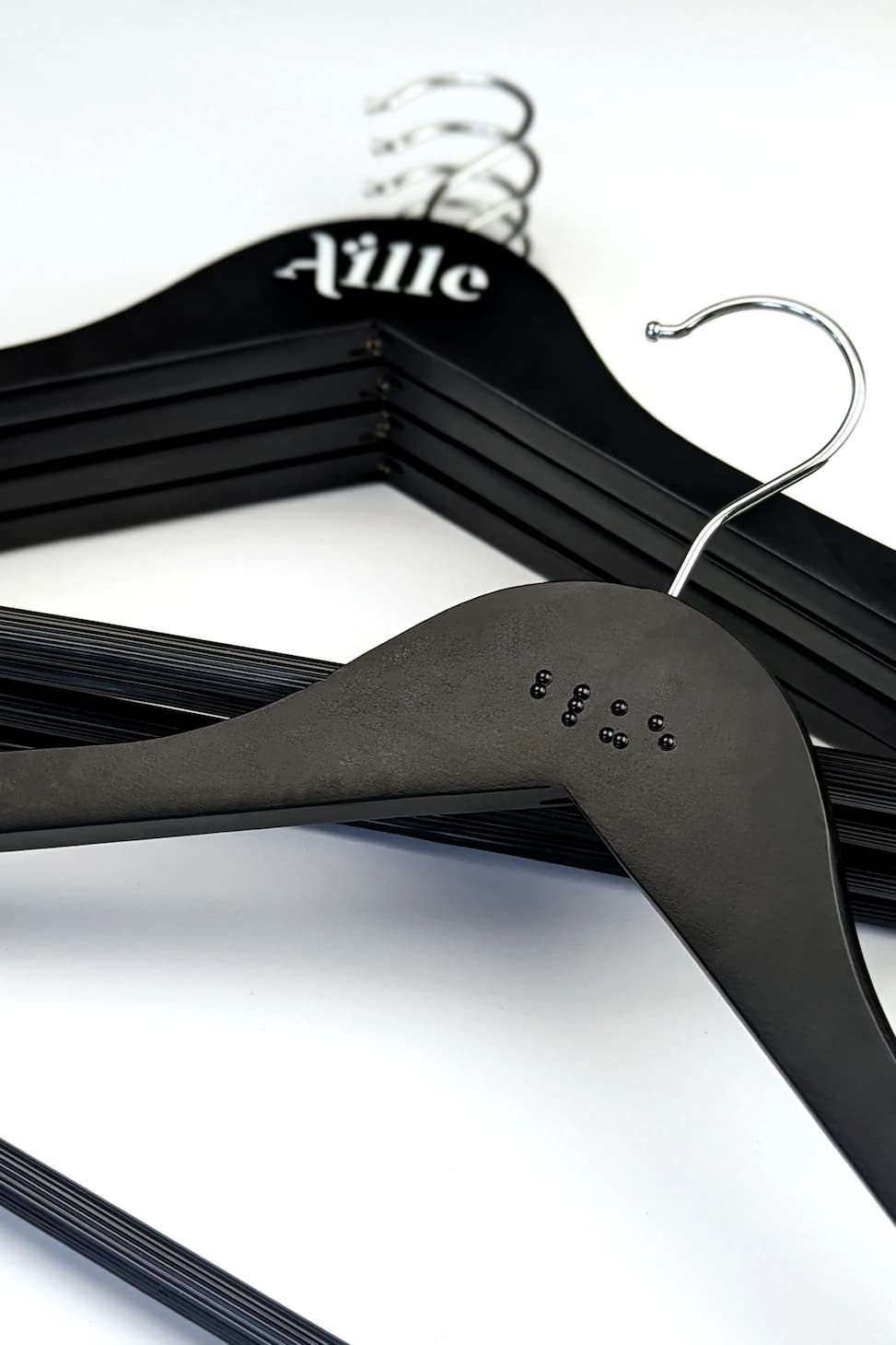 Custom braille on hanger