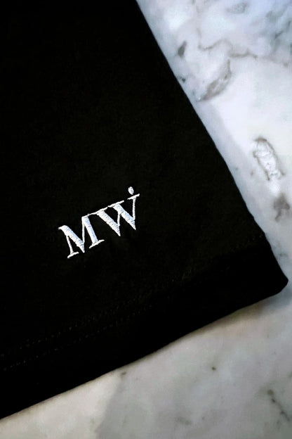 MW logo embroidered on black t-shirt