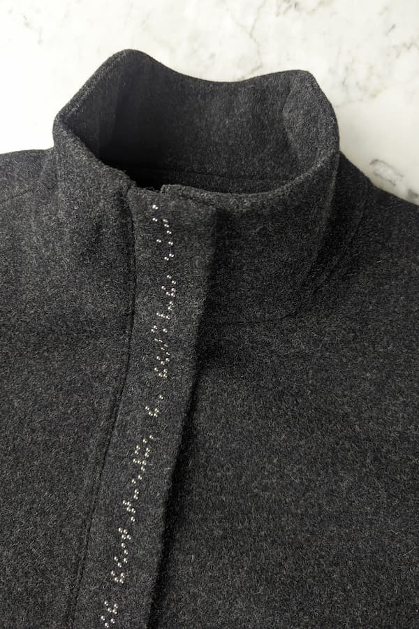 High neck stand collar on coat
